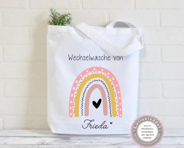 Regenbogen Tasche Wechselwäsche Beutel Wechselkleidung mit eigenem Namen (personalisiert) für Kindergarten, Ausflug und mehr Wunschname KITA Kindergarten Einschulung Lüttentüddel®